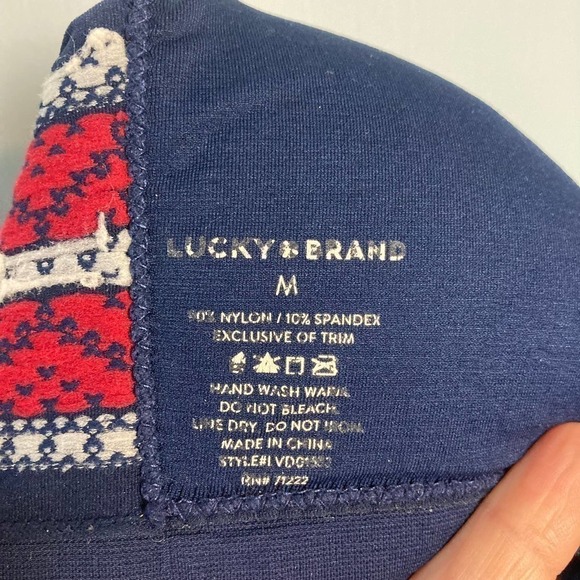 Lucky Brand Seamless Comfort Bra Size M Lightly Padded Sports Bra Navy Red White - Picture 8 of 10